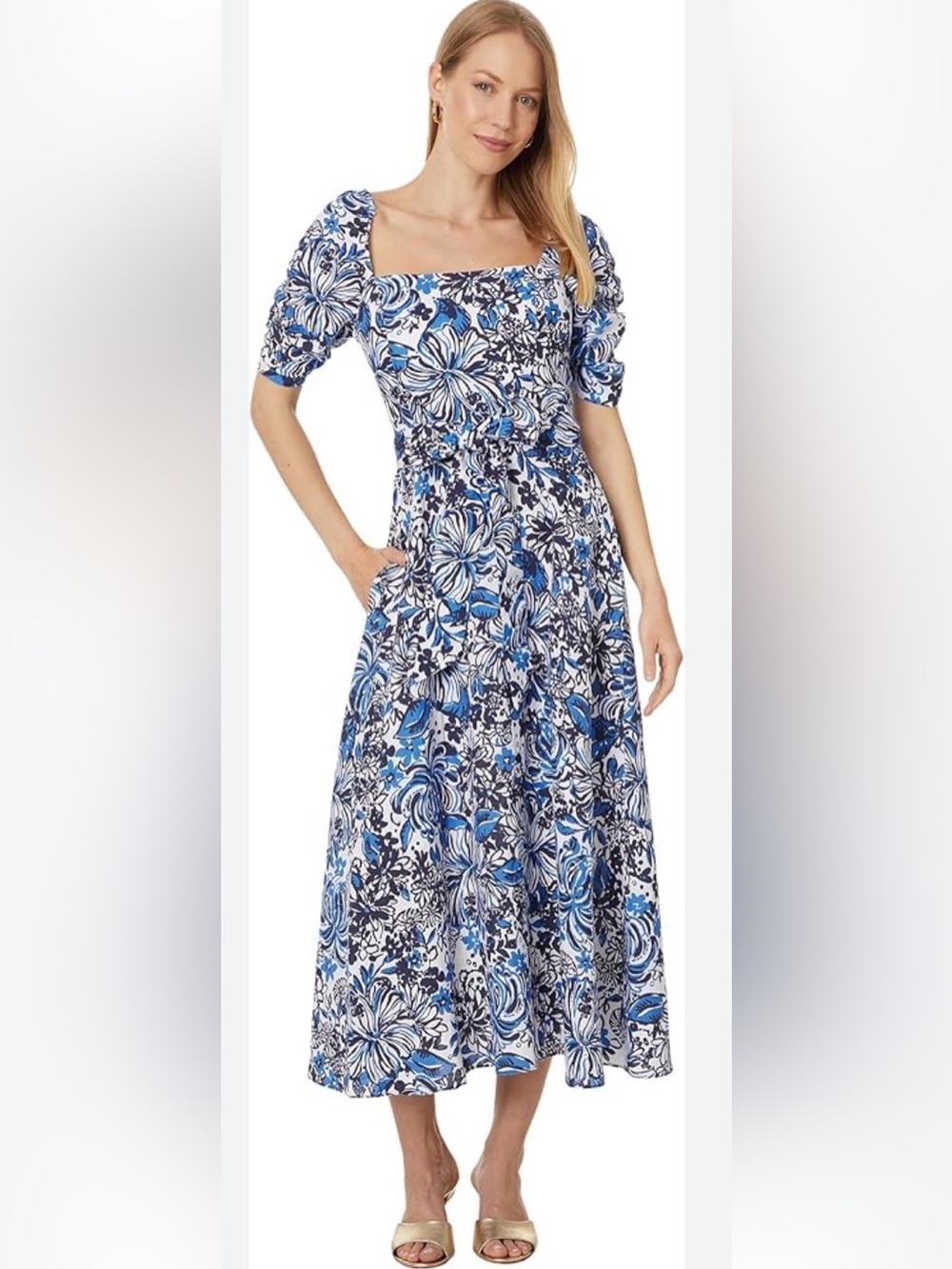 Lilly Pulitzer Mylie Linen dress in Navy Low Tide Pandarama dress. Sz 00. Vacay